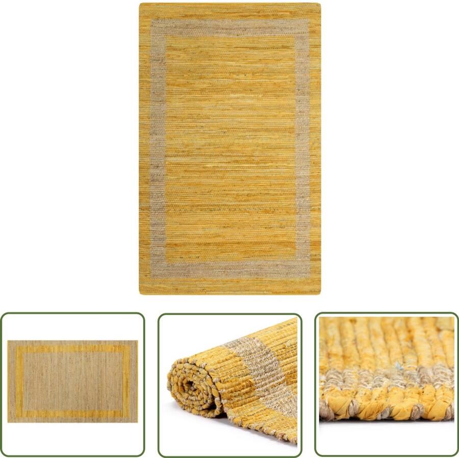 VidaXL Vloerkleed Handgemaakt Jute Geel 160x230 cm Jute Tapijt Handgemaakt Tapijt Natuurtapijt Woonaccessoires Woonkamer Tapijt Slaapkamer Tapijt Beige Tapijt Gele Tapijt Geometrisch Tapijt Vintage Tapijt Landelijk Tapijt