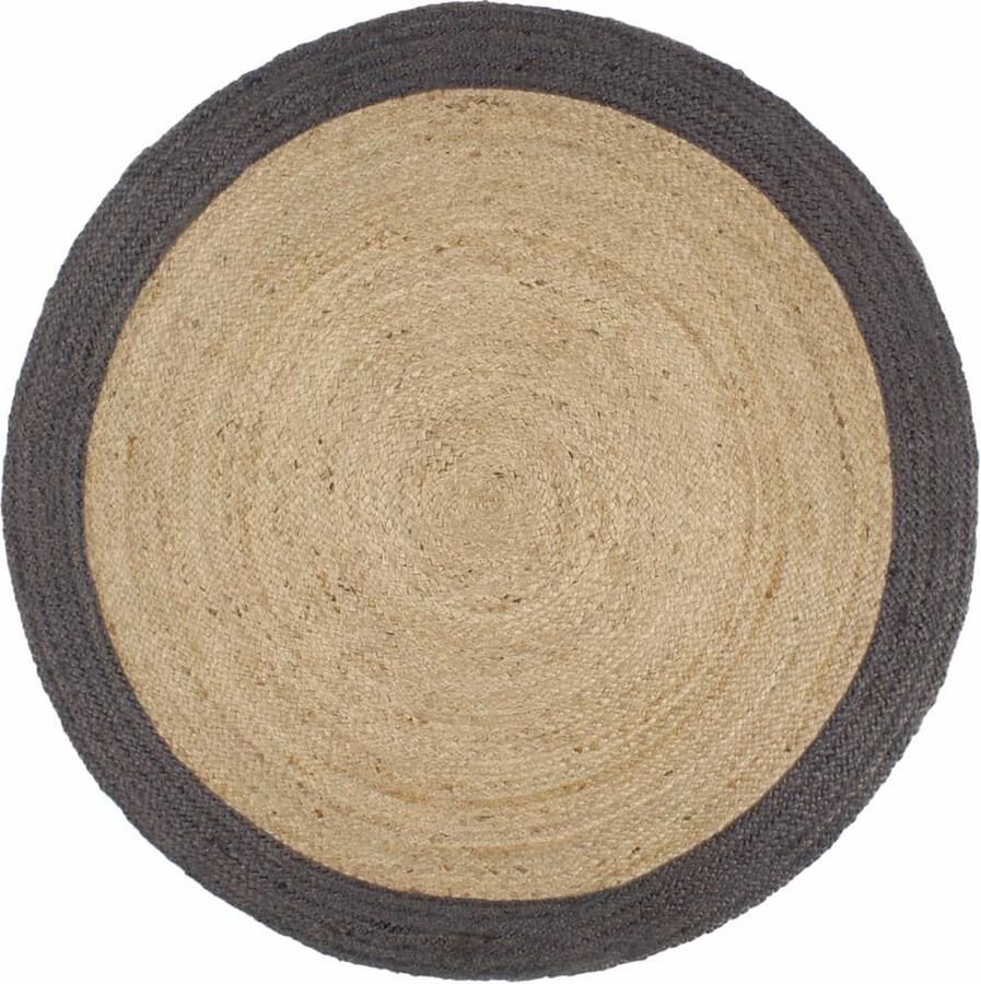 VidaXL -Vloerkleed-handgemaakt-met-donkergrijze-rand-240-cm-jute