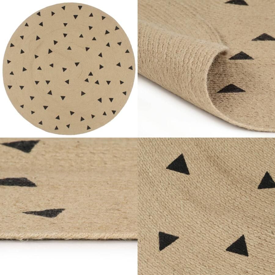 VidaXL Vloerkleed handgemaakt met driehoek print 90 cm jute Tapijt Tapijten Kleed Kleden