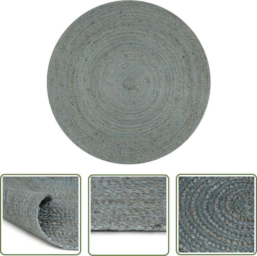 VidaXL Vloerkleed handgemaakt rond 120 cm jute olijfgroen
