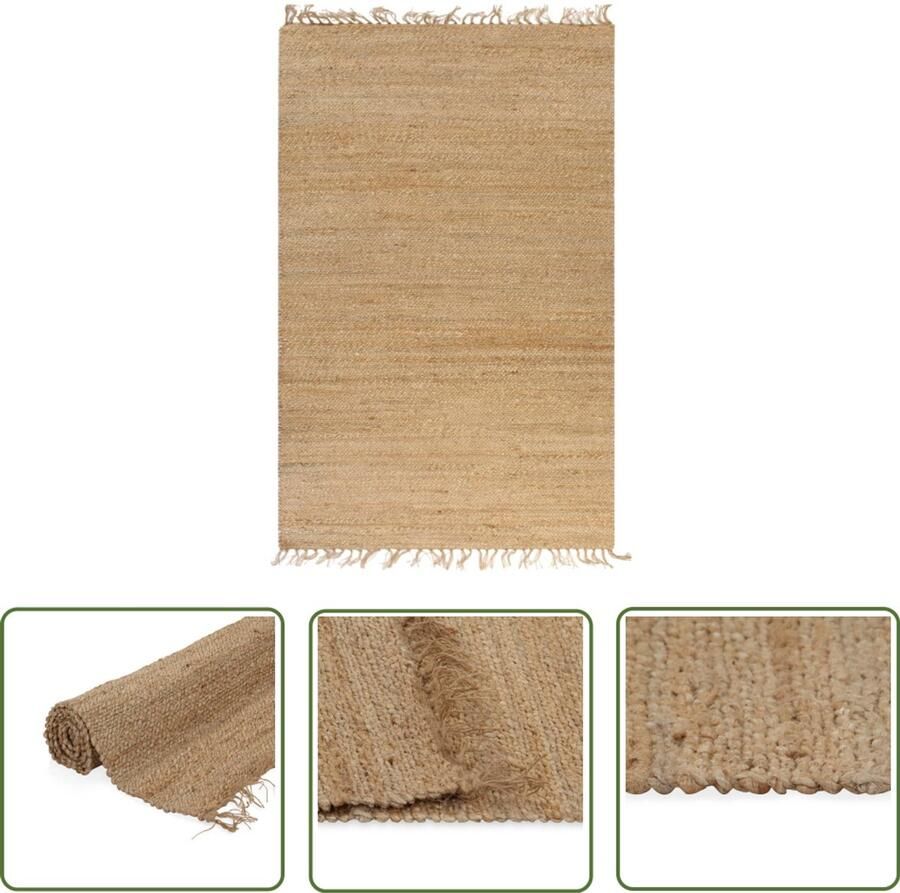 VidaXL Vloerkleed Handgeweven Jute 120x180cm Jute Vloerkleed Natuurvriendelijk Vloerkleed Hand Geweven Vloerkleed Beige Vloerkleed Vloerkleden Living Room Vloerkleden Slaapkamer Modern Vloerkleed Landelijke Vloerkleed