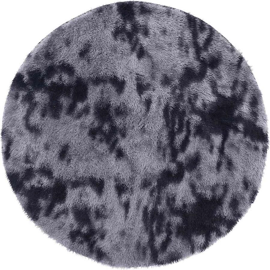 VidaXL Vloerkleed hoogpolig 200x200 cm polyester hoogpolig donkergrijs