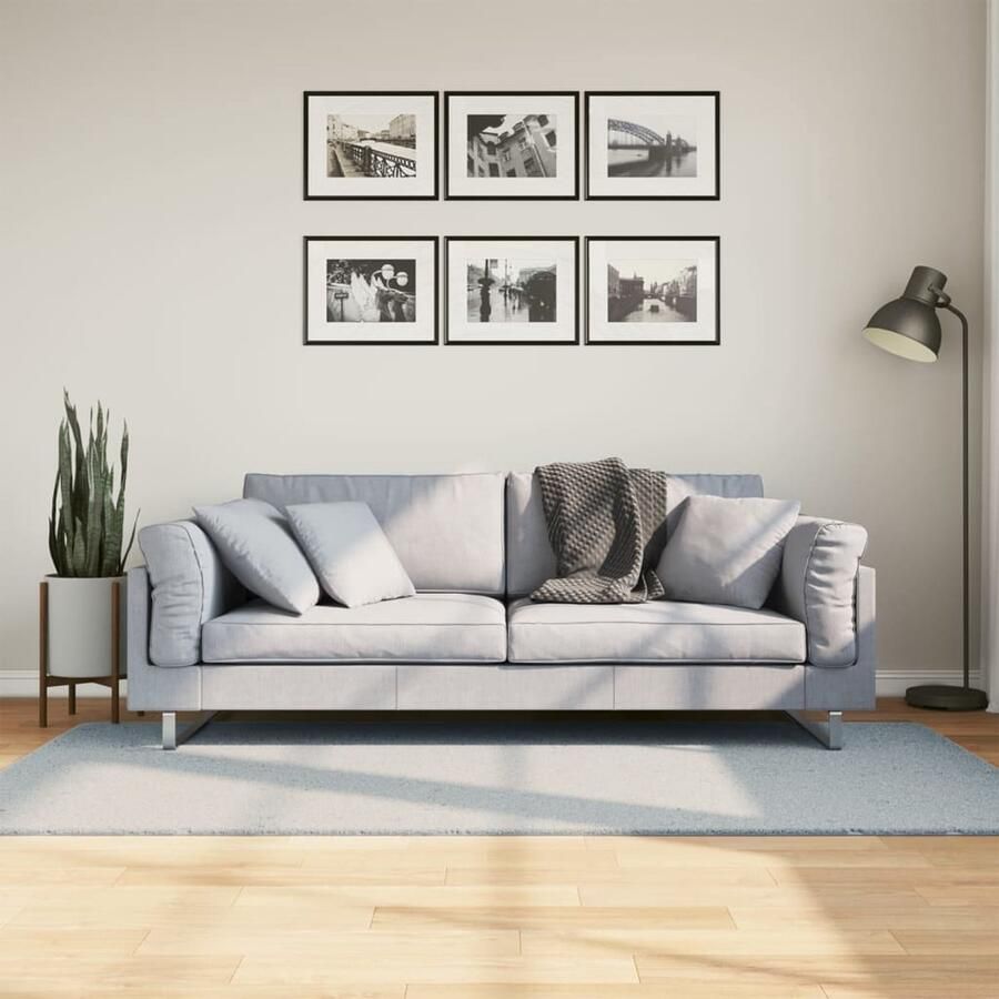 VidaXL Vloerkleed HUARTE 100x200 cm Blauw Vloerkleed Tapijt Huiskamertapijt Slaapkamertapijt Blauwe Vloerkleed
