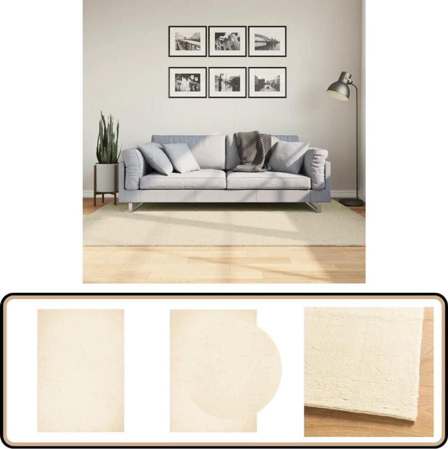 VidaXL Vloerkleed HUARTE 140x200 cm Crème Vloerkleed Kamerdecoratie Huiskleed Zacht Tapijt Creme Kleur