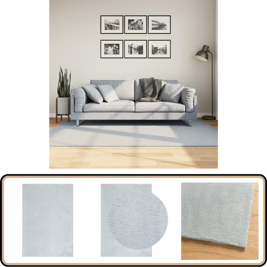 VidaXL Vloerkleed HUARTE Blauw 140x200 cm Vloerkleed Huarte Blauw Vloerkleed Polyester Vloerkleed Zacht Vloerkleed