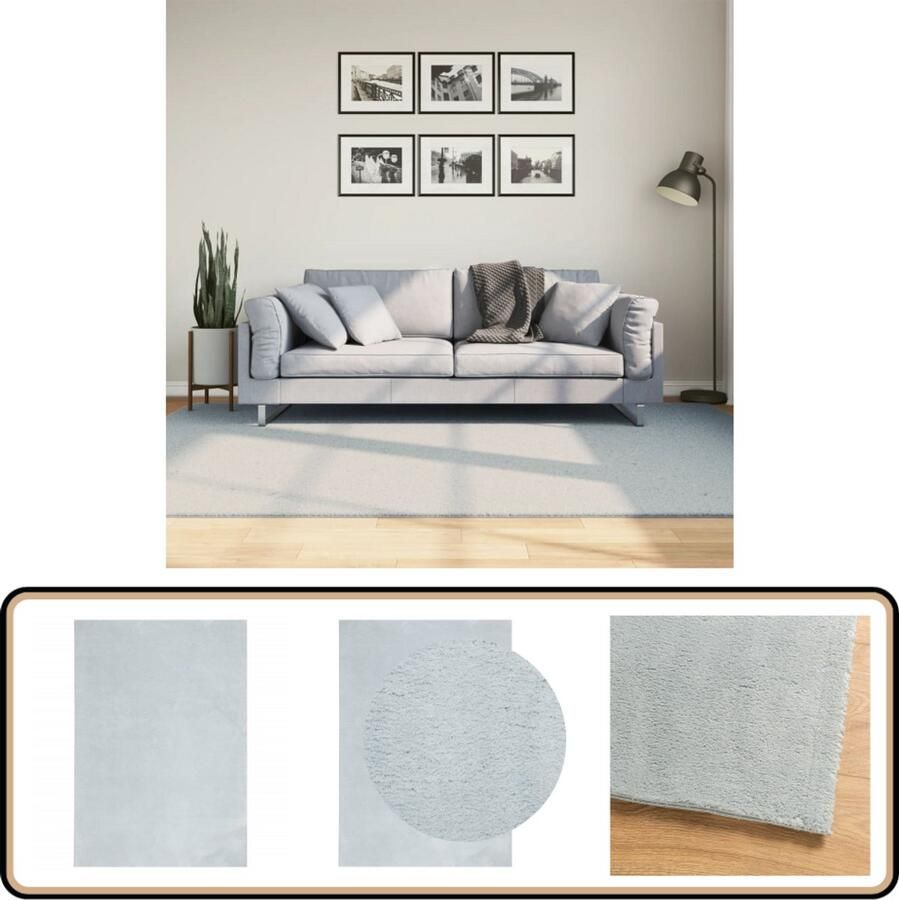 The Living Store HUARTE Vloerkleed 160 x 230 cm Blauw Superzacht 18 mm poolhoogte Anti-slip 100% Polyester OEKO-TEX Vloerkleed Woonkamer Slaapkamer Anti Slip Polyester