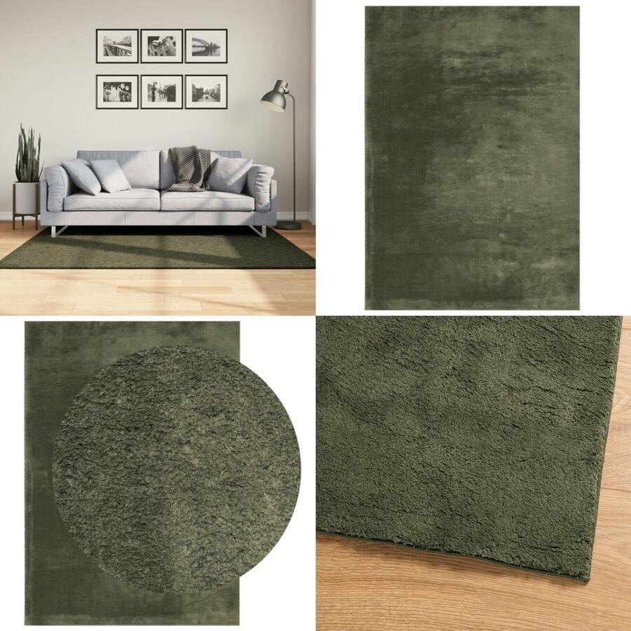 VidaXL Vloerkleed HUARTE laagpolig zacht wasbaar 120x170 cm bosgroen Vloerkleed Vloerkleden Tapijt Vloerbedekking