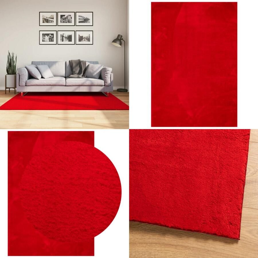 VidaXL Vloerkleed HUARTE laagpolig zacht wasbaar 120x170 cm rood Vloerkleed Vloerkleden Tapijt Vloerbedekking