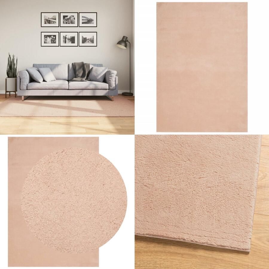 VidaXL Vloerkleed HUARTE laagpolig zacht wasbaar 140x200 cm roze Vloerkleed Vloerkleden Tapijt Vloerbedekking