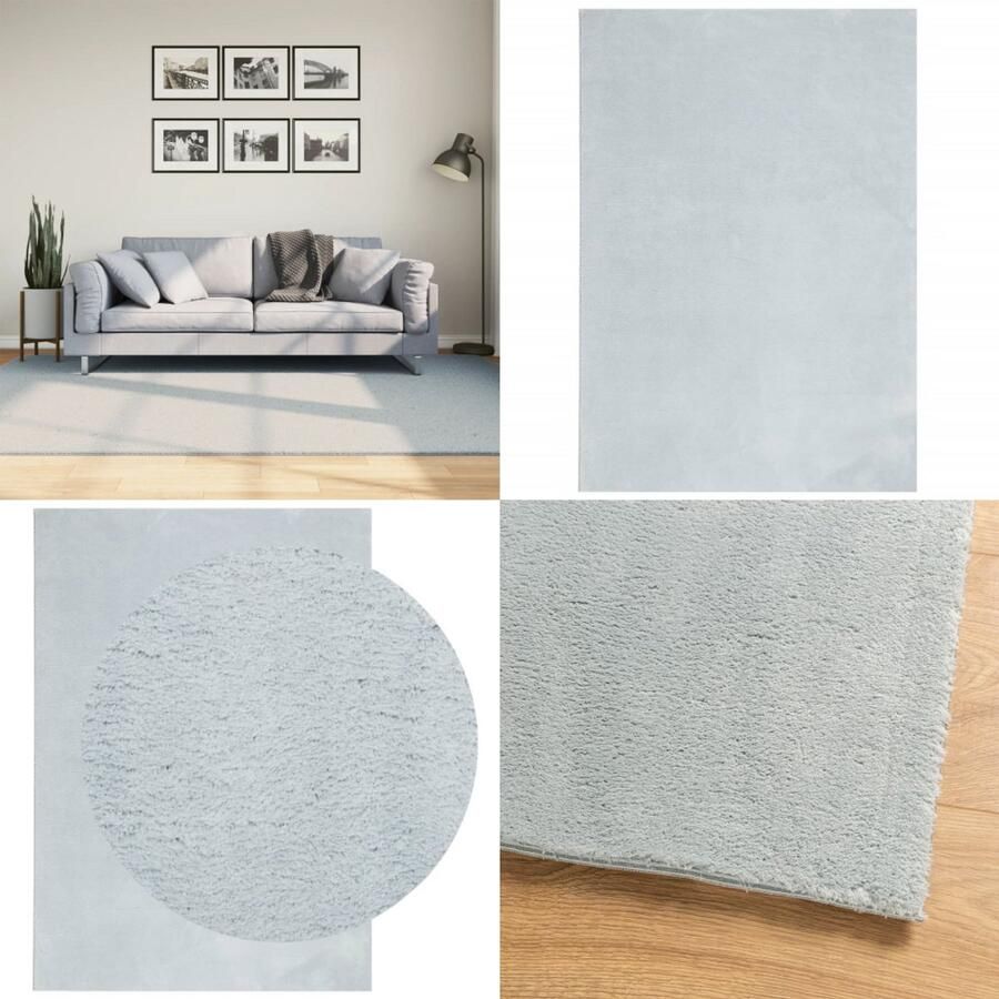 VidaXL Vloerkleed HUARTE laagpolig zacht wasbaar 160x230 cm blauw Vloerkleed Vloerkleden Tapijt Vloerbedekking