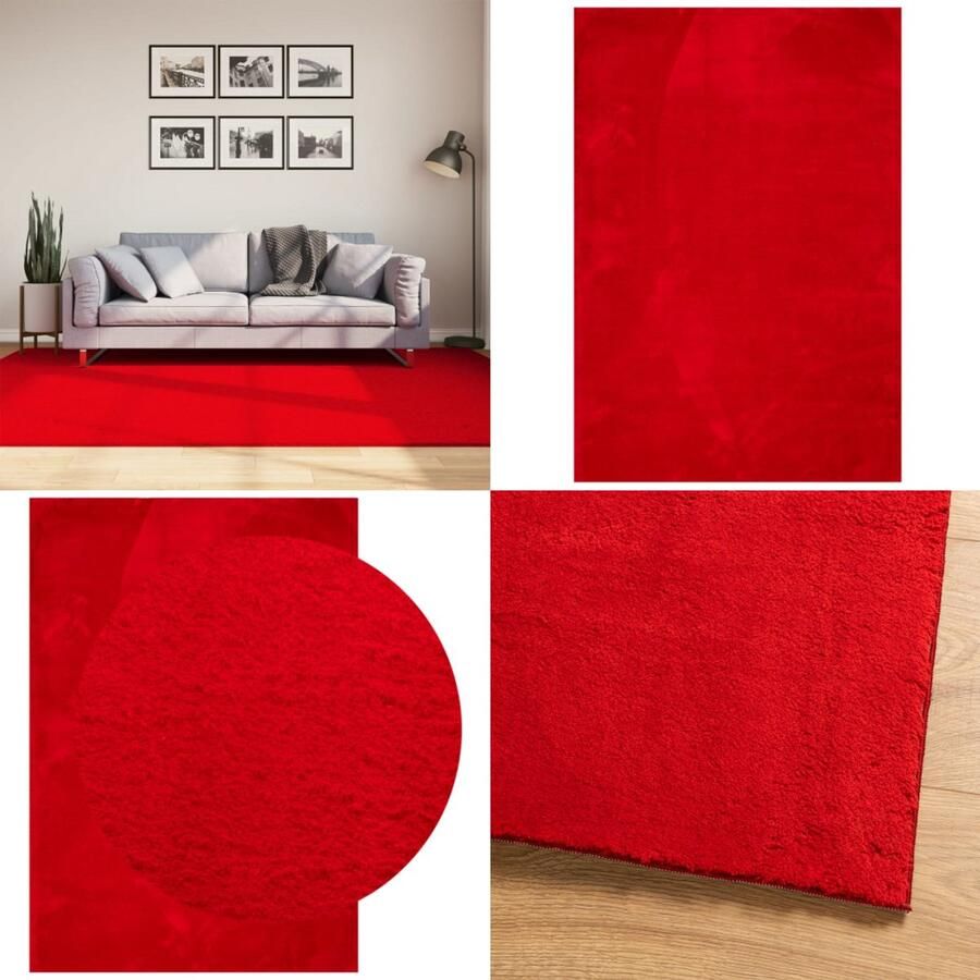 VidaXL Vloerkleed HUARTE laagpolig zacht wasbaar 160x230 cm rood Vloerkleed Vloerkleden Tapijt Vloerbedekking