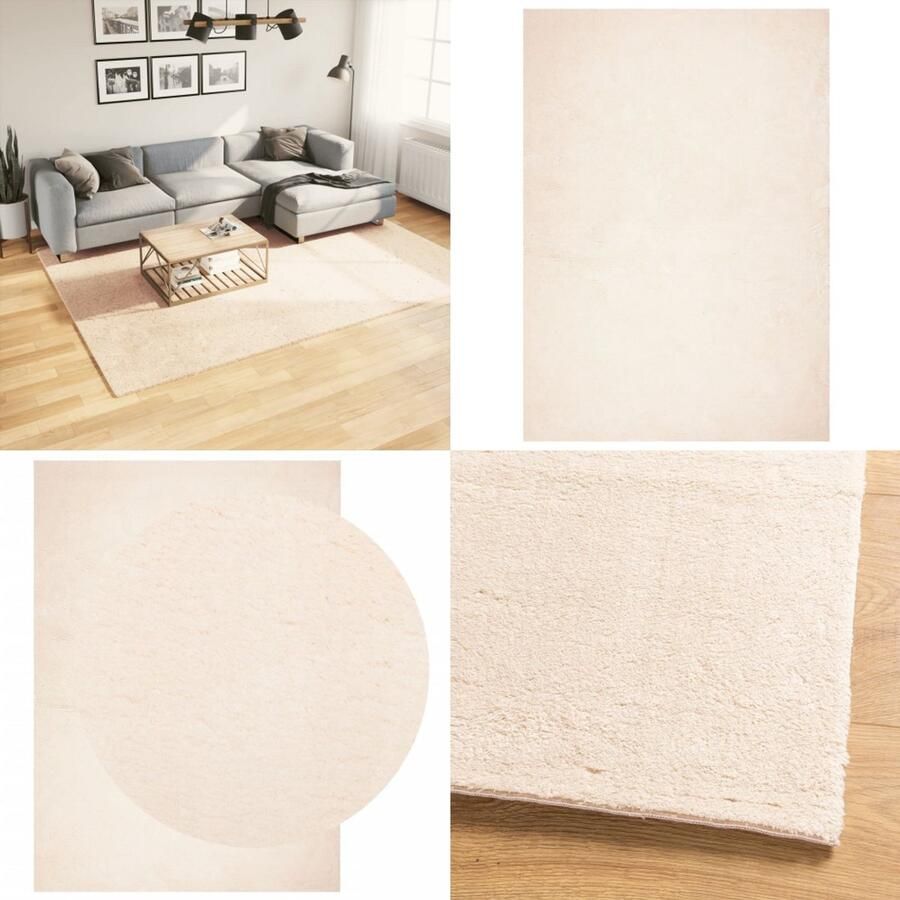 VidaXL Vloerkleed HUARTE laagpolig zacht wasbaar 200x280 cm beige Vloerkleed Vloerkleden Tapijt Vloerbedekking