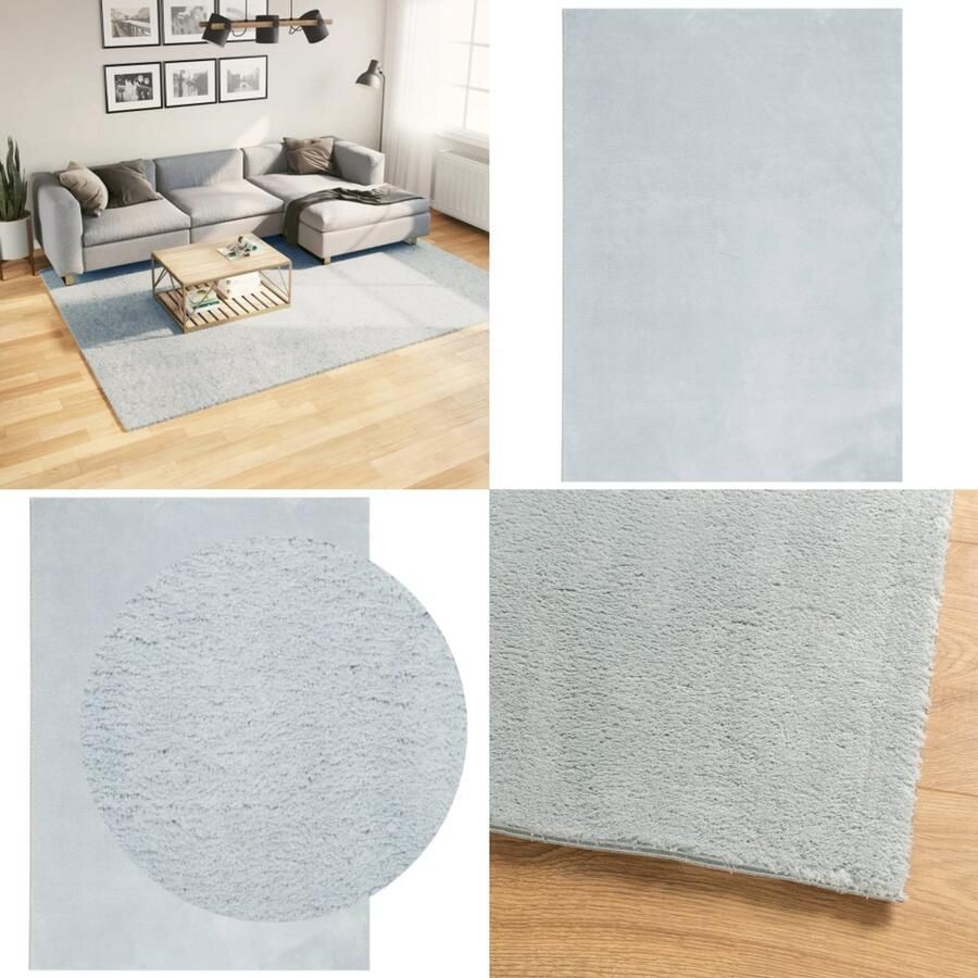 VidaXL Vloerkleed HUARTE laagpolig zacht wasbaar 200x280 cm blauw Vloerkleed Vloerkleden Tapijt Vloerbedekking