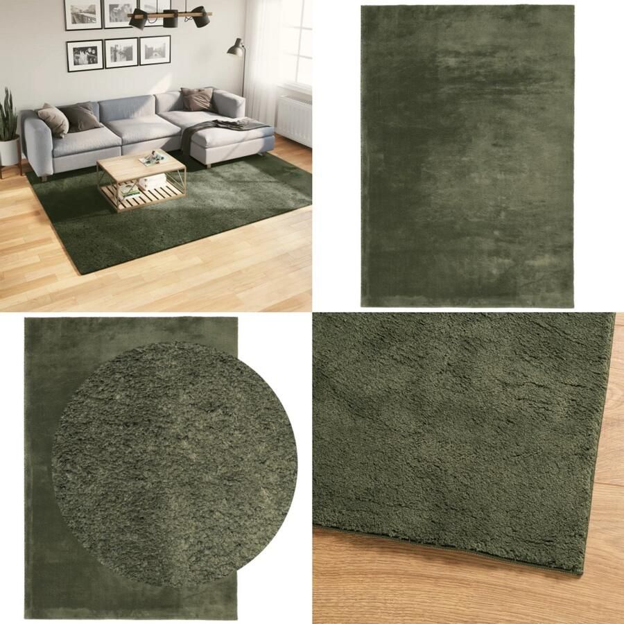 VidaXL Vloerkleed HUARTE laagpolig zacht wasbaar 200x280 cm bosgroen Vloerkleed Vloerkleden Tapijt Vloerbedekking