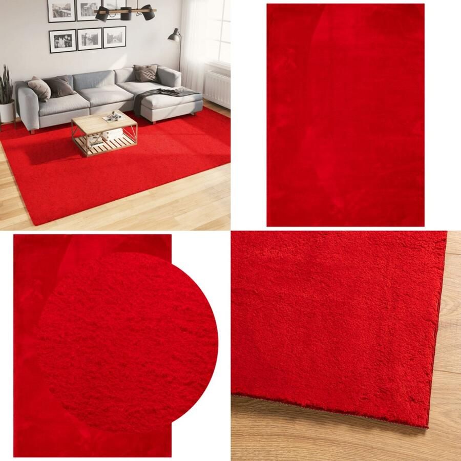 VidaXL Vloerkleed HUARTE laagpolig zacht wasbaar 240x340 cm rood Vloerkleed Vloerkleden Tapijt Vloerbedekking