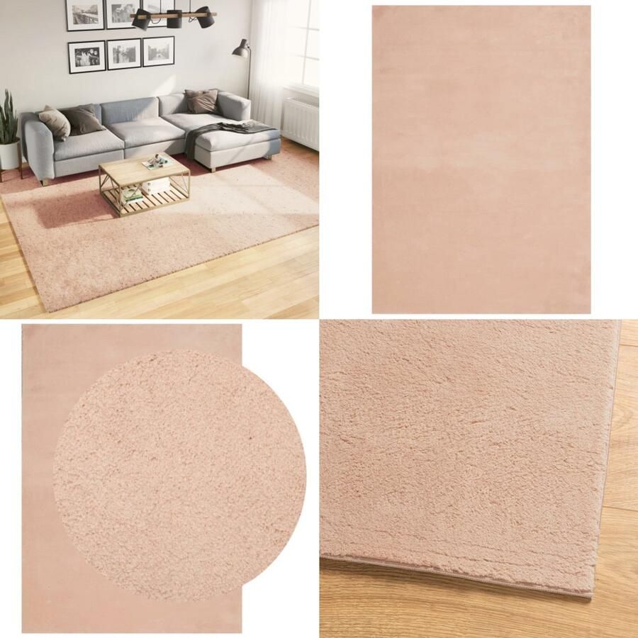 VidaXL Vloerkleed HUARTE laagpolig zacht wasbaar 240x340 cm roze Vloerkleed Vloerkleden Tapijt Vloerbedekking
