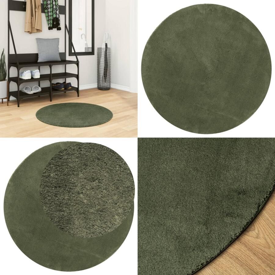 VidaXL Vloerkleed HUARTE laagpolig zacht wasbaar Ø 80 cm bosgroen Vloerkleed Vloerkleden Tapijt Vloerbedekking