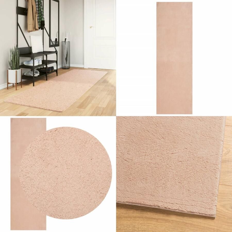 VidaXL Vloerkleed HUARTE laagpolig zacht wasbaar 80x250 cm roze Vloerkleed Vloerkleden Tapijt Vloerbedekking