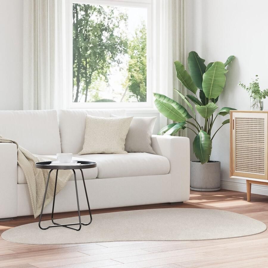 VidaXL Vloerkleed 'HUARTE' Kort Pool Zacht en Wasbaar Sand 140x200 cm