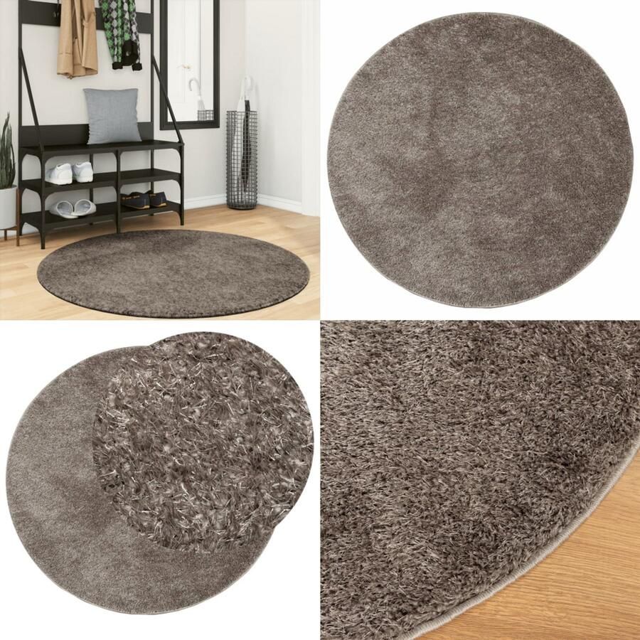 VidaXL Vloerkleed ISTAN hoogpolig glanzend Ø 120 cm grijs Vloerkleed Vloerkleden Tapijt Vloerkleed