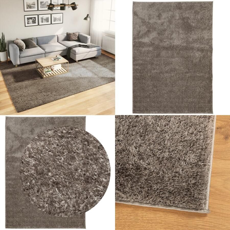 VidaXL Vloerkleed ISTAN hoogpolig glanzend 240x340 cm grijs Vloerkleed Vloerkleden Tapijt Vloerbedekking