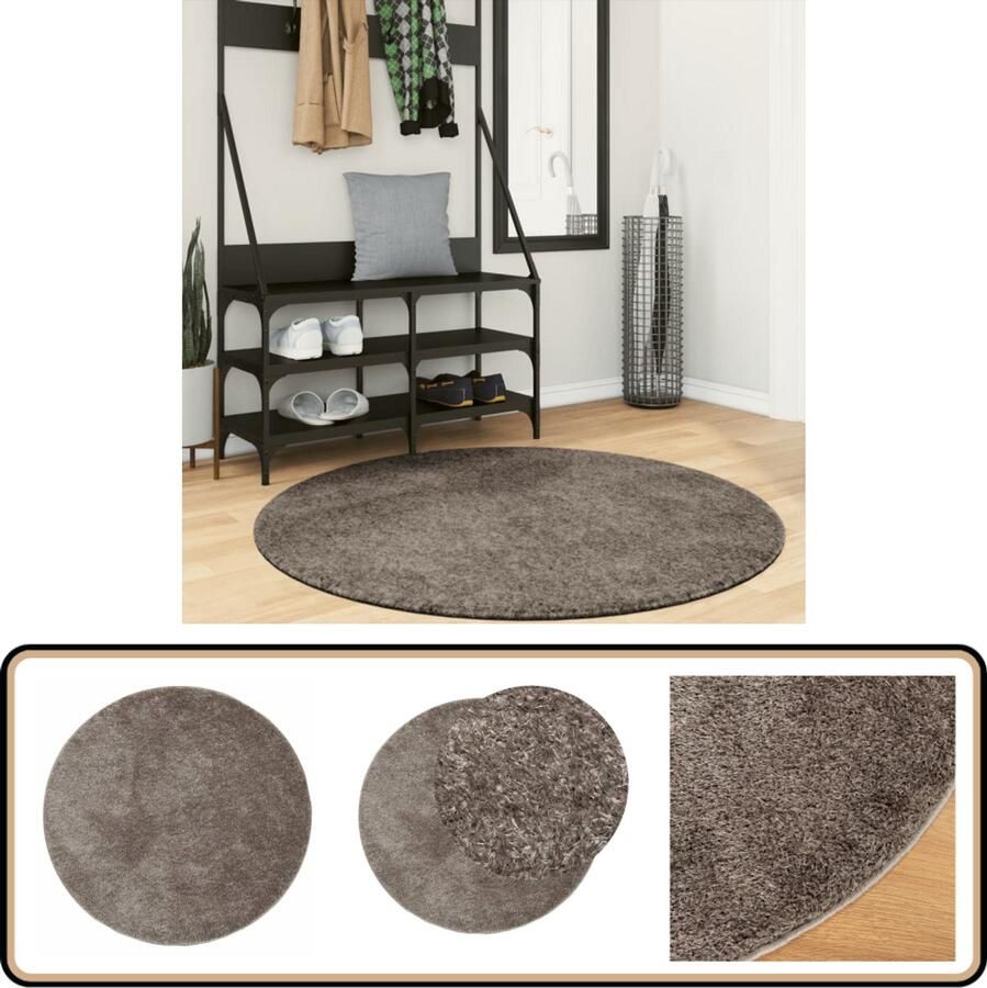 The Living Store ISTAN Donzig Grijs Vloerkleed 120 cm Polyester Gellrug Vloerkleed Donzig Vloerkleed Zacht Vloerkleed Anti Slip Vloerkleed Polyester Vloerkleed