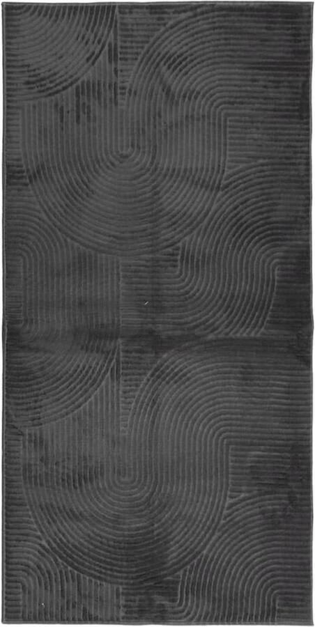 VidaXL Vloerkleed IZA laagpolig 100x200 cm antraciet Vloerkleed Anthraciethoudend Zacht Tapijt 3d Vloerkleed Design Vloerkleed