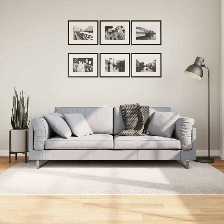 VidaXL Vloerkleed IZA Laagpolig 140x200 cm Crème Vloerkleed Crème Kleurig Scandinavisch Design Lage Pool Hoogte Polyester - Foto 2