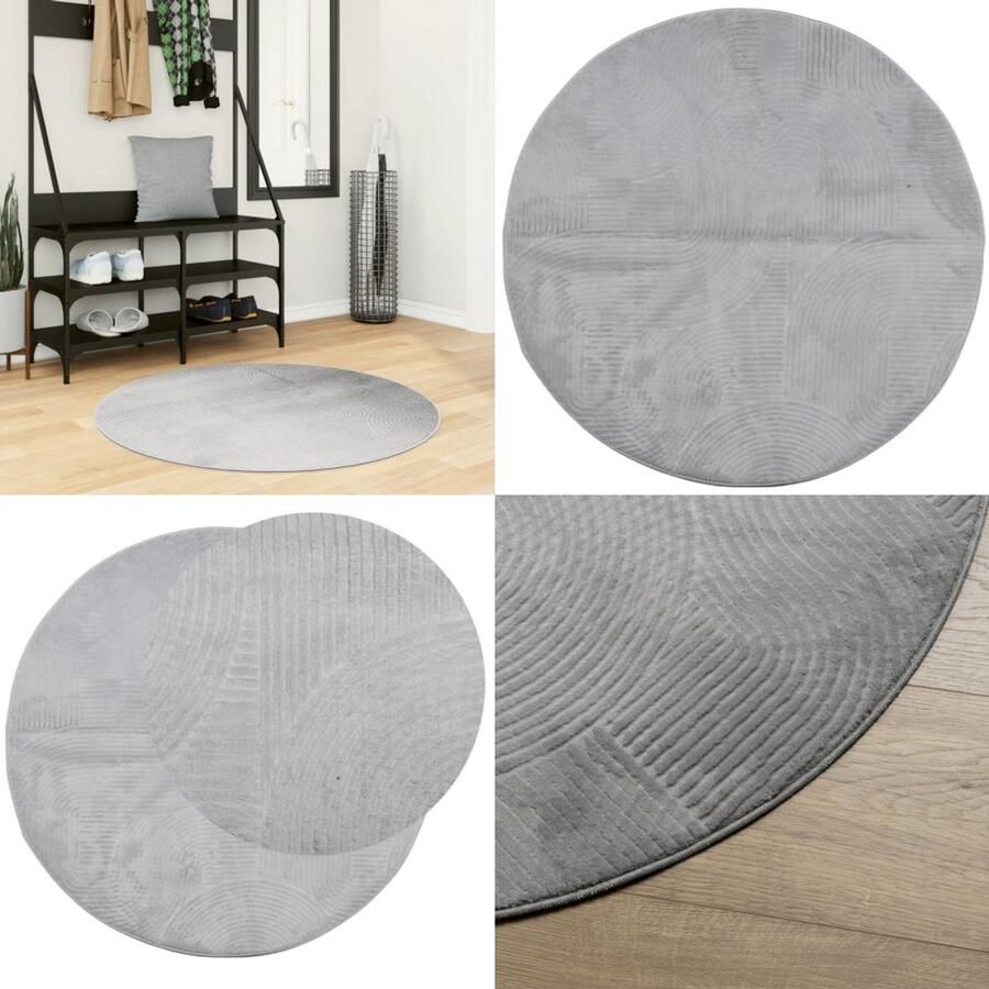 VidaXL Vloerkleed IZA laagpolig Scandinavisch Ø 100 cm grijs Vloerkleed Vloerkleden Tapijt Vloerbedekking