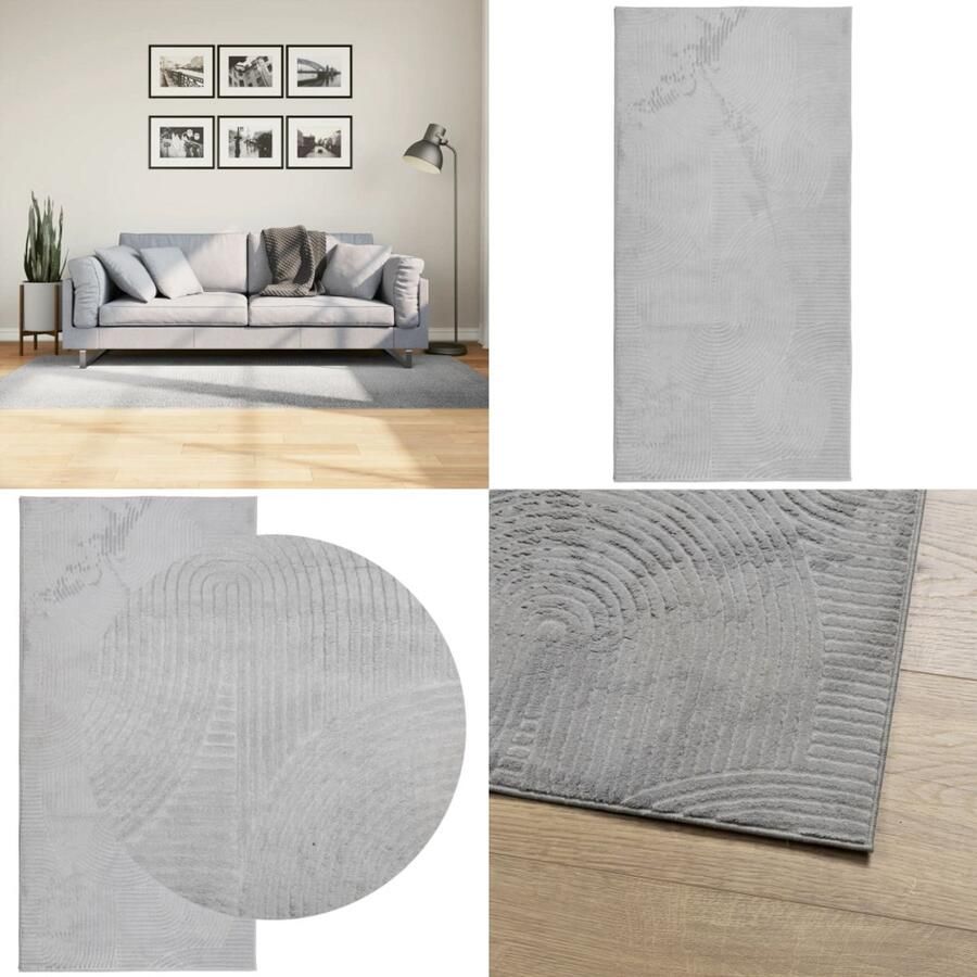 VidaXL Vloerkleed IZA laagpolig Scandinavisch 100x200 cm grijs Vloerkleed Vloerkleden Tapijt Vloerbedekking