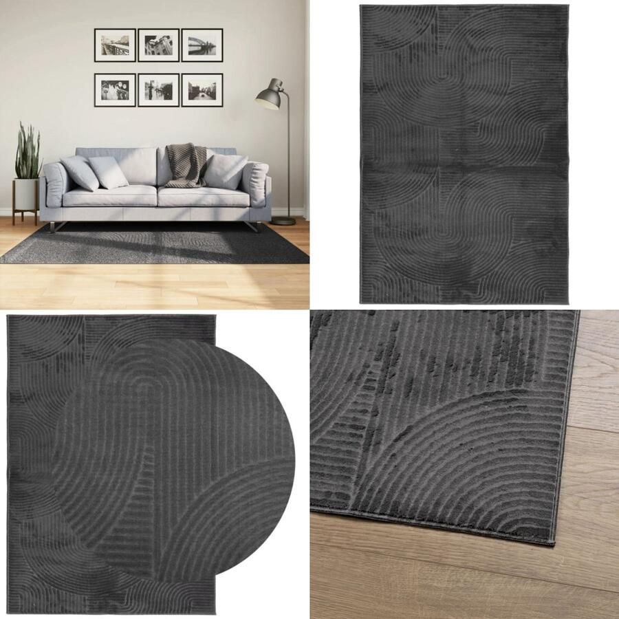 VidaXL Vloerkleed IZA laagpolig Scandinavisch 120x170 cm antraciet Vloerkleed Vloerkleden Tapijt Vloerbedekking