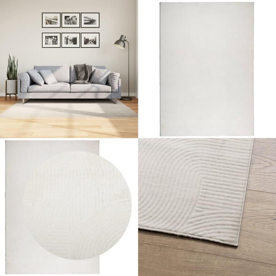 VidaXL Vloerkleed IZA laagpolig Scandinavisch 120x170 cm crèmekleurig Vloerkleed Vloerkleden Tapijt Vloerbedekking