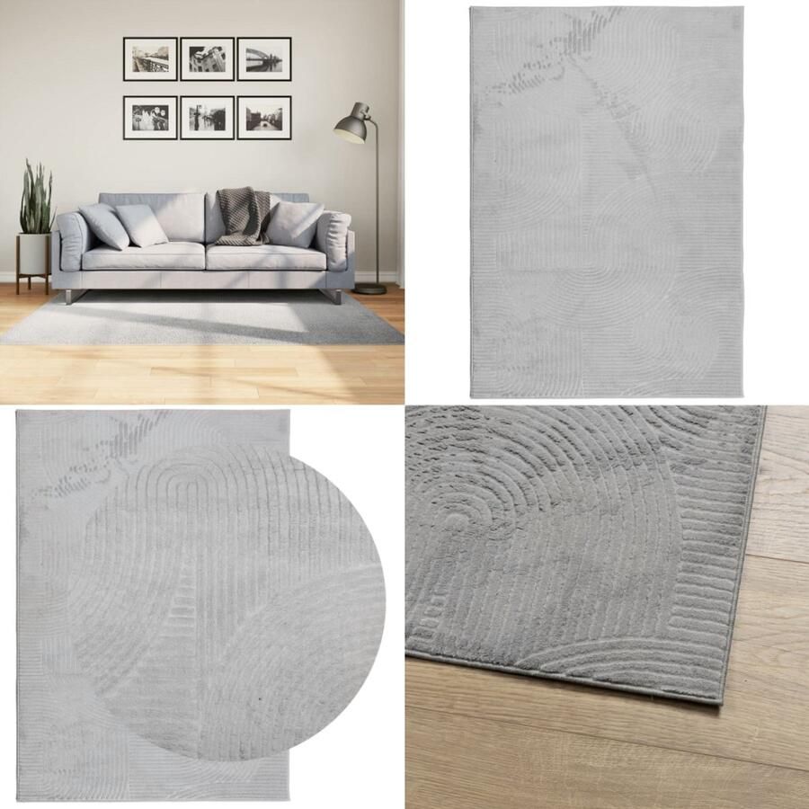 VidaXL Vloerkleed IZA laagpolig Scandinavisch 120x170 cm grijs Vloerkleed Vloerkleden Tapijt Vloerbedekking