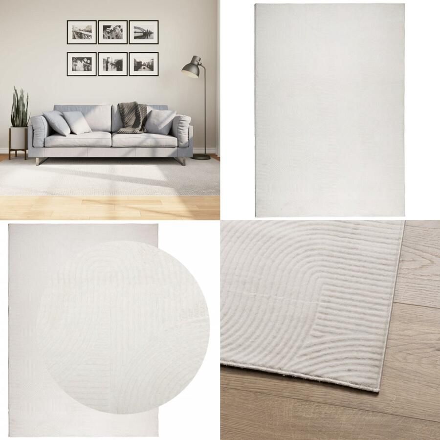 The Living Store IZA Vloerkleed 160 x 230 cm Crème 100% polyester 8 mm poolhoogte Anti-slip machinewasbaar OEKO-TEX gekeurd Vloerkleed Crème Kleur Polyester Anti Slip Zacht