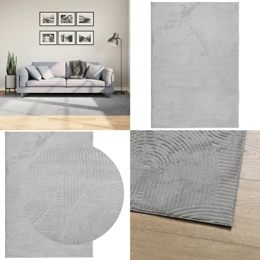 VidaXL Vloerkleed IZA laagpolig Scandinavisch 160x230 cm grijs Vloerkleed Vloerkleden Tapijt Vloerbedekking