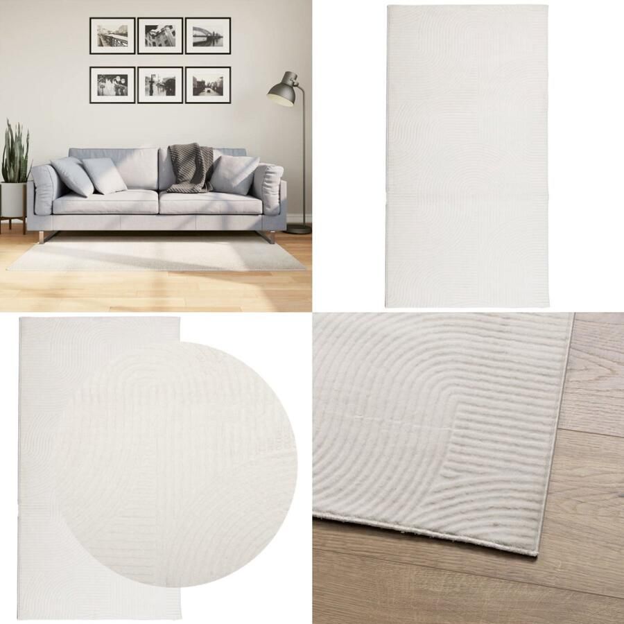VidaXL Vloerkleed IZA laagpolig Scandinavisch 80x150 cm crèmekleurig Vloerkleed Vloerkleden Tapijt Vloerbedekking