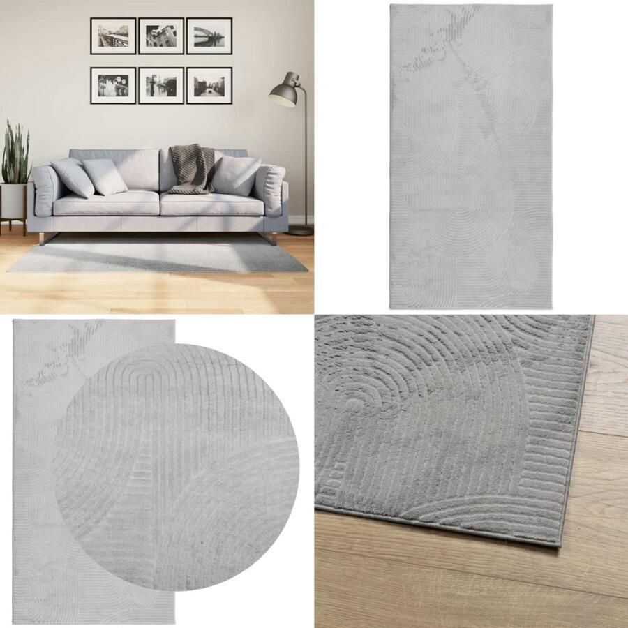 VidaXL Vloerkleed IZA laagpolig Scandinavisch 80x150 cm grijs Vloerkleed Vloerkleden Tapijt Vloerbedekking