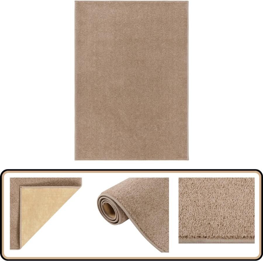 The Living Store Vloerkleed kortpolig 120x170 cm bruin Vloerkleed Bruine Vloerkleed Kamerdecoratie Livingroom Accessoires Salontapijten - Foto 2