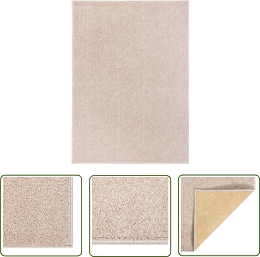 VidaXL Vloerkleed kortpolig 140x200 cm Donkerbeige Vloerkleed Donkere Kleuren PP Vloerkleed Anti-allergisch Vloerkleed Warmtestraling Geschikt