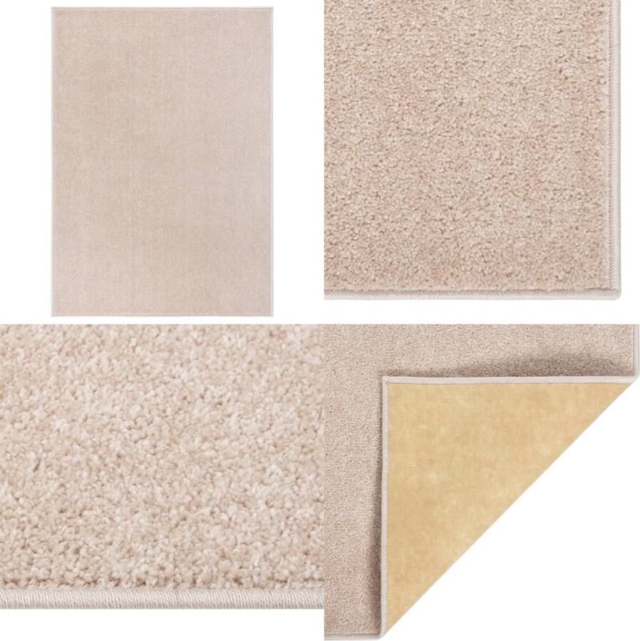 VidaXL Vloerkleed kortpolig 140x200 cm donkerbeige Vloerkleed Vloerkleden Kleed Loper
