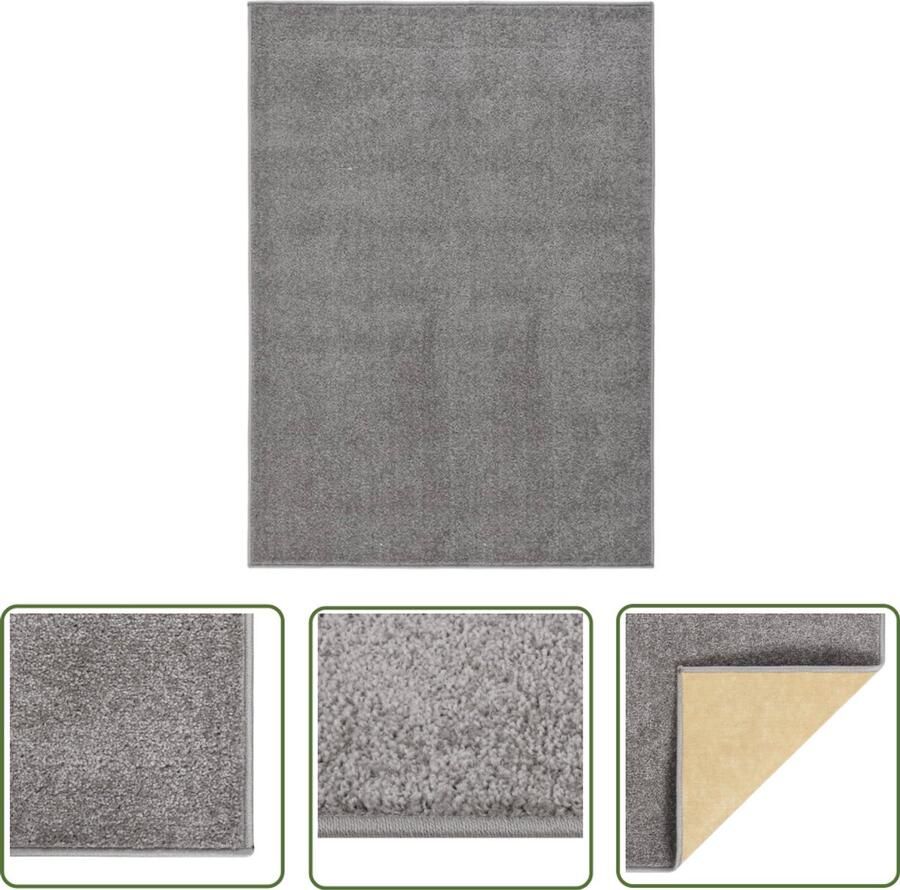 VidaXL Vloerkleed kortpolig 140x200 cm Grijs Vloerkleed Grijze Vloerkleed Korte Pollepel PP Vloerkleed Anti-allergisch Vloerkleed Warmtestraling Geschikt Vloerkleed Salon Vloerkleed Woonkamer Vloerkleed Landelijke Vloerkleed
