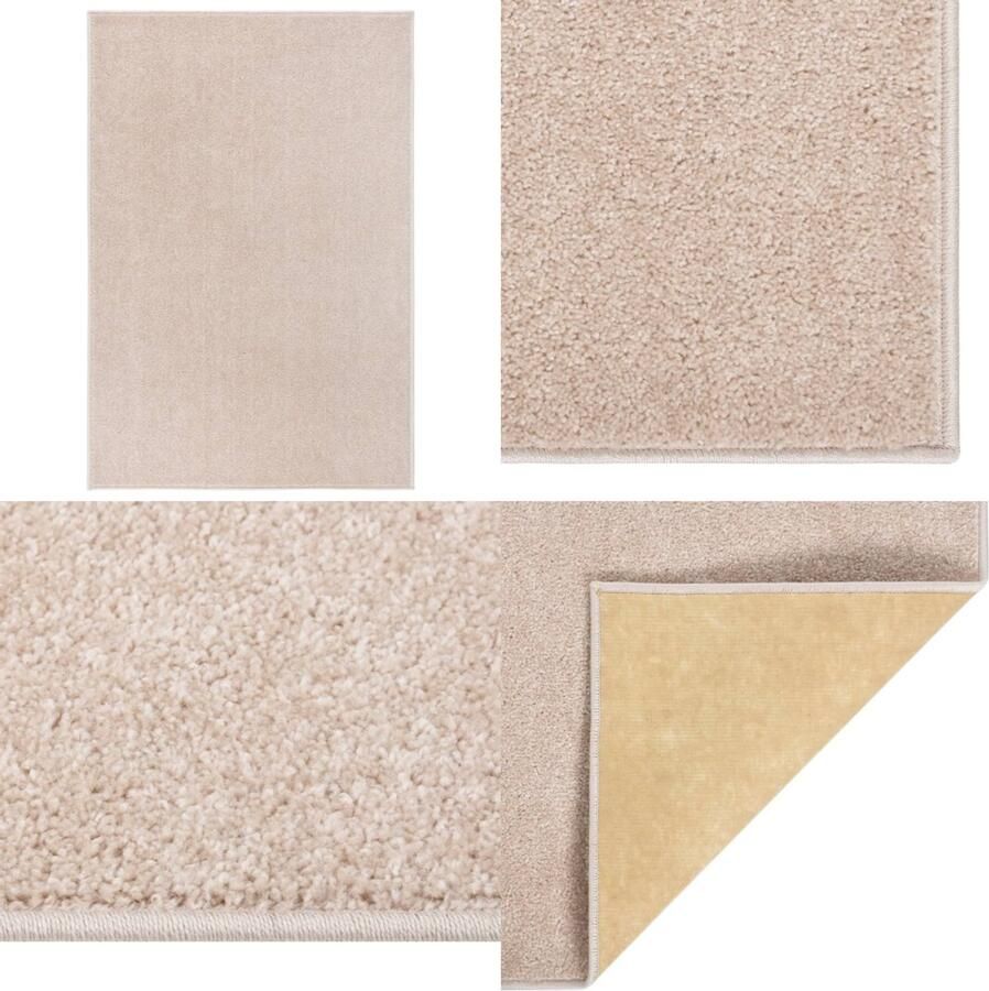 VidaXL Vloerkleed kortpolig 160x230 cm donkerbeige Vloerkleed Vloerkleden Kleed Loper