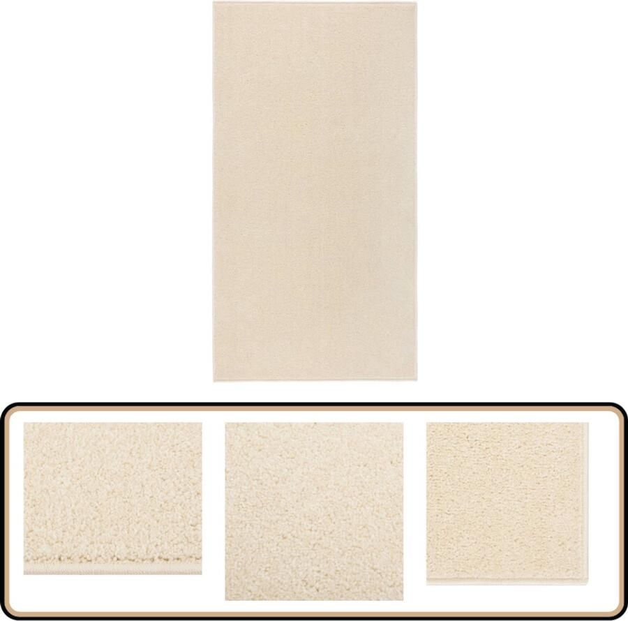 VidaXL Vloerkleed Kortpolig 80x150 cm Crèmekleurig Vloerkleed Kamerdecoratie Livingroom Woonkamer Beige - Foto 2