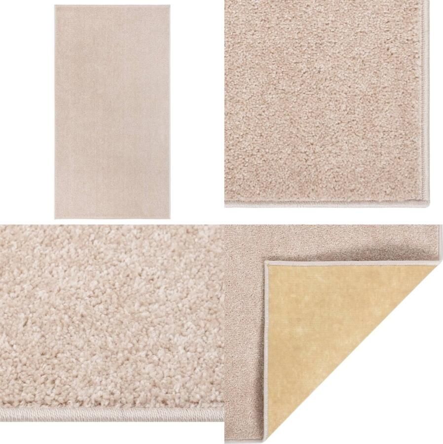 VidaXL Vloerkleed kortpolig 80x150 cm donkerbeige Vloerkleed Vloerkleden Kleed Loper