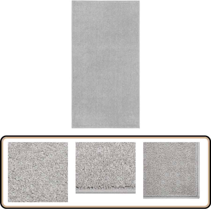 The Living Store Vloerkleed Lichtgrijs 80 x 150 cm 100% PP 10 mm poolhoogte Vloerkleed Licht Grijs Polypropylene Woonkamer Slaapkamer - Foto 2