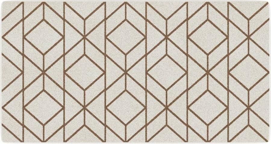 VidaXL Vloerkleed Laagpolig 80x150 cm Meerkleurig Vloerkleed Geometric Design Multicoloured Rug Indoor Outdoor Carpet Beige Floor Mat
