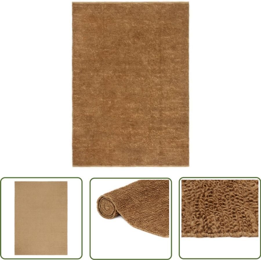 VidaXL Vloerkleed Lussenpool 160x230 cm Jute Katoen Vloerkleed Jute Vloerkleed Handgemaakte Vloerkleed Lussenpoolveerkleed Bruin Vloerkleed Woonaccessoires Living Accessoires