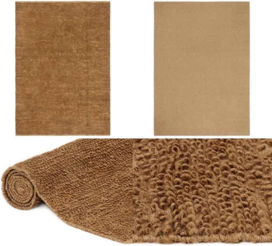 VidaXL Vloerkleed lussenpool handgemaakt 160x230 cm jute en katoen Vloerkleed Vloerkleden Kleed Tapijt
