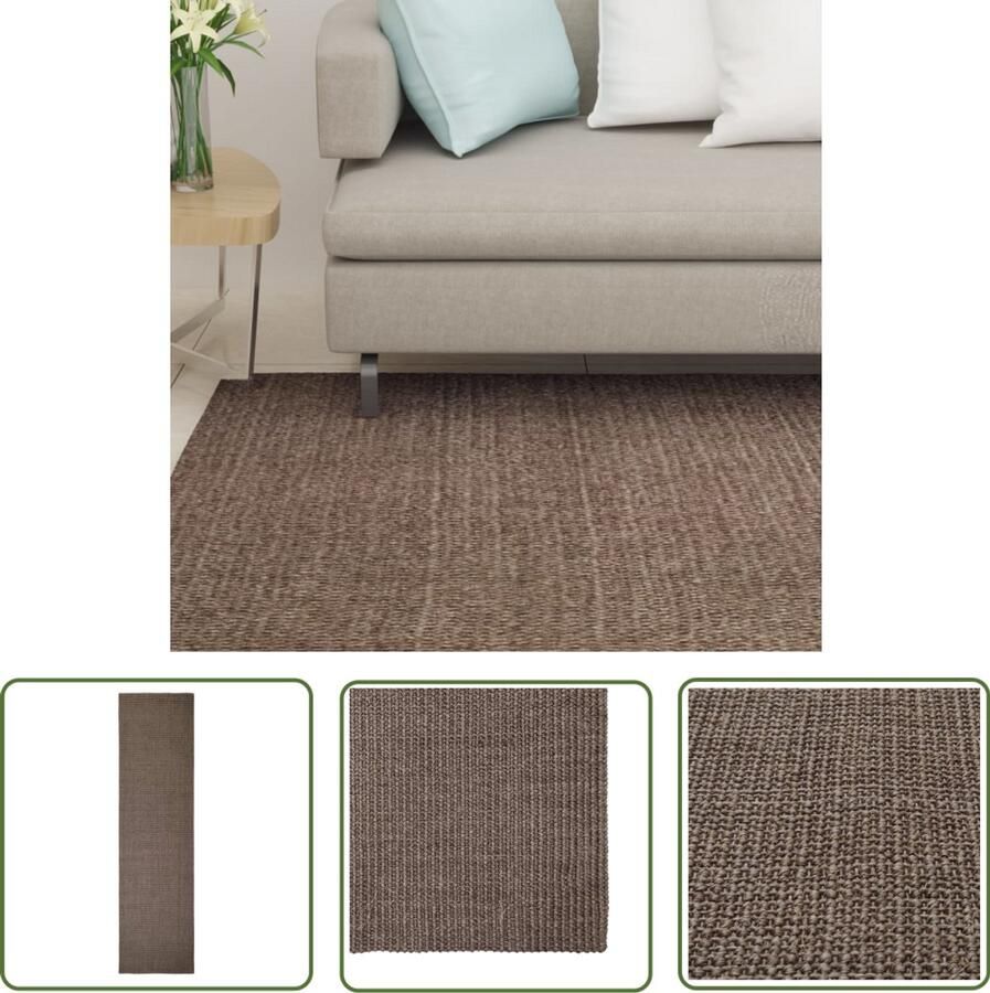 VidaXL Vloerkleed Natuurlijk Sisal 66x250 cm Bruin Vloerkleden Sisalfleurkleden Natuurvezel Vloeren Brown Vloerkleed Anti Slip Vloerkleed Woonkamer Accessoires