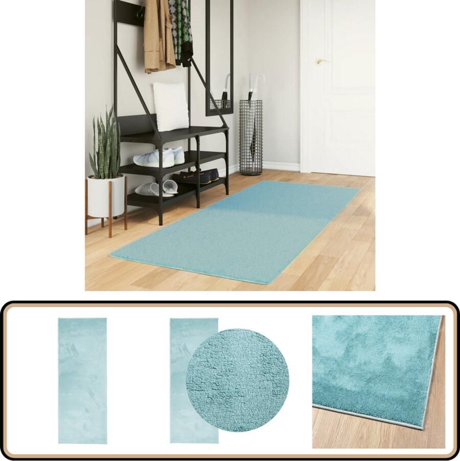 The Living Store OVIEDO Vloerkleed 80 x 200 cm Duurzaam polyester met groene kleur Vloerkleed Tapijten Woonkamer Slaapkamer Gang